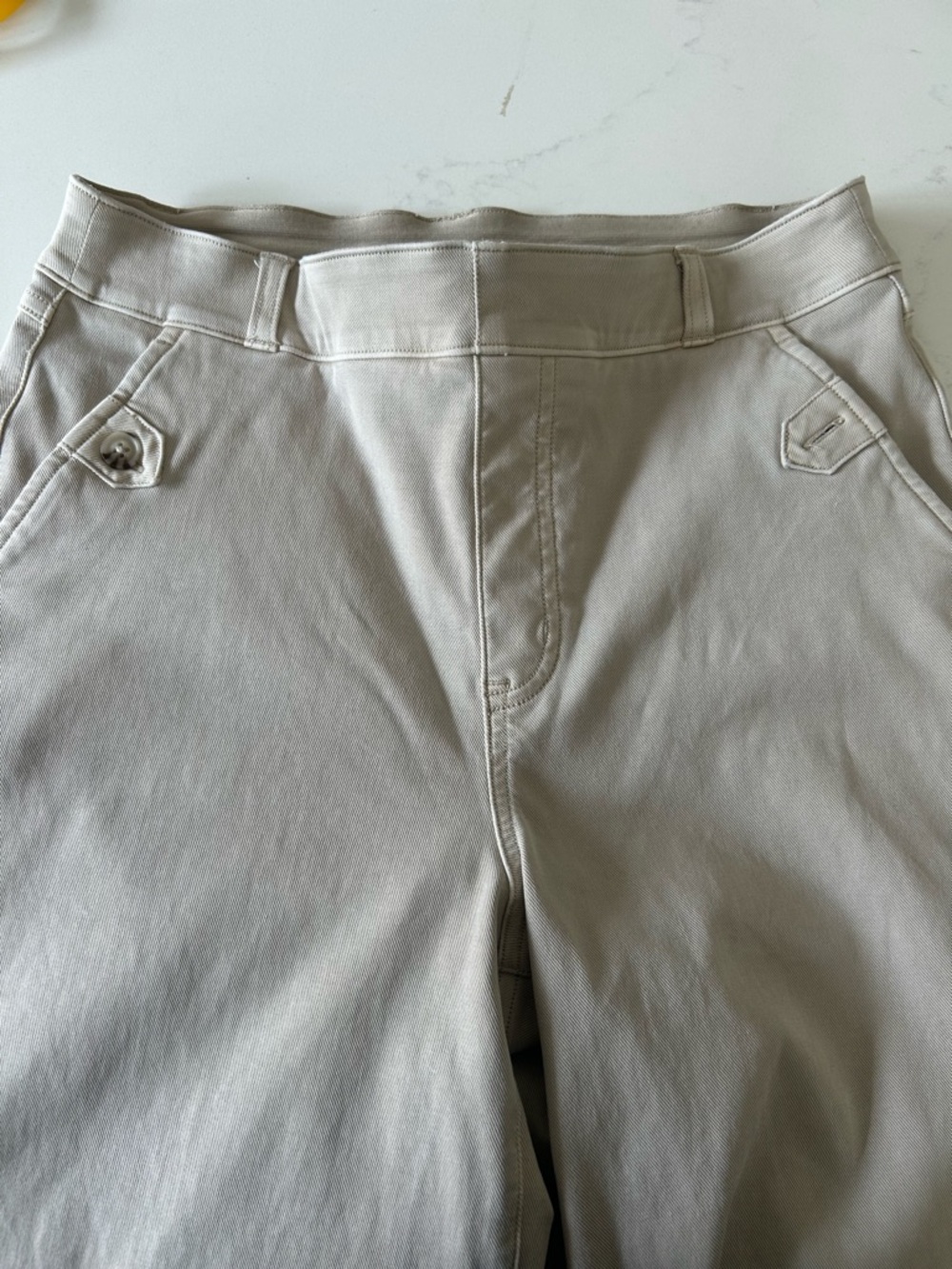 SPANX Twill Cropped Wide Leg Beige pants